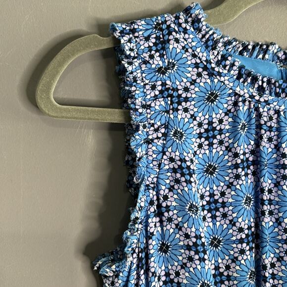 Banana Republic Blue and Purple Floral Print Sleeveless Dress Size 2 - Picture 4 of 9